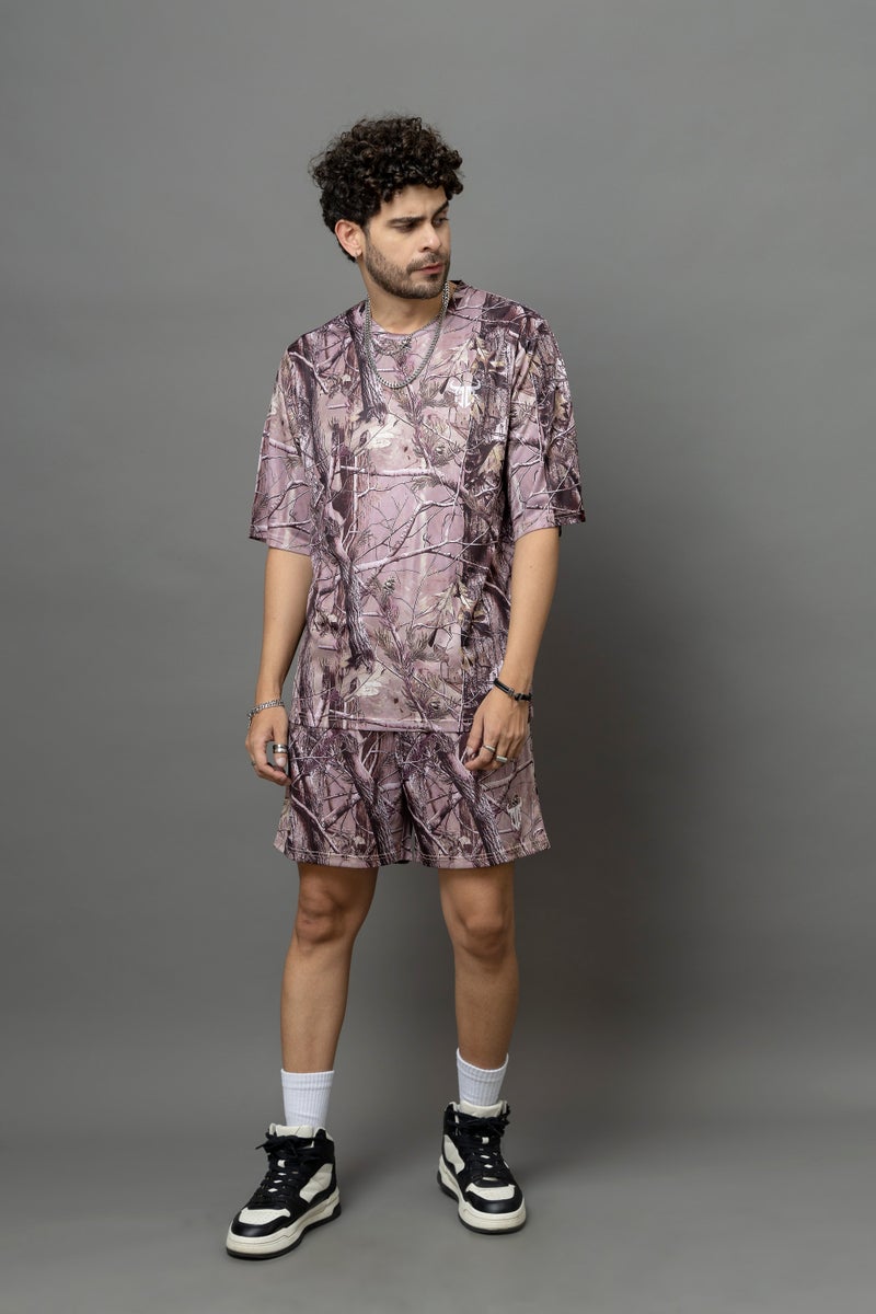 GO DEVIL Leaves Printed Oversized Co-Ord Set for Men - Image 1